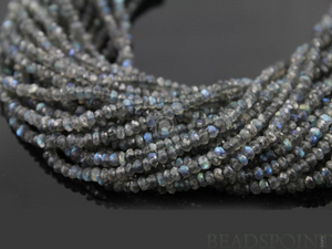 Grey Labradorite Micro Faceted Roundels, (LABMICFrndl) - Beadspoint