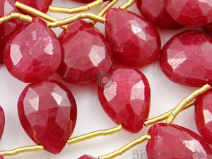 African Ruby Faceted Pear Drops, 4 Pieces, (4RBY7x8FPEAR) - Beadspoint