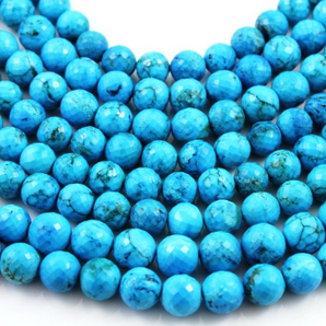 Blue Turquoise Faceted Round Beads,  (TQB/RD/8-8.5) - Beadspoint