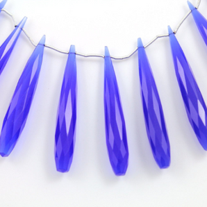 Violet Chalcedony Faceted Long Teardrop, (VOCL/7x48/LTEAR) - Beadspoint