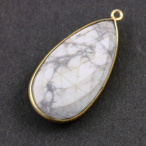 White Turquoise Faceted Pear Bezel,(BZCT8108) - Beadspoint