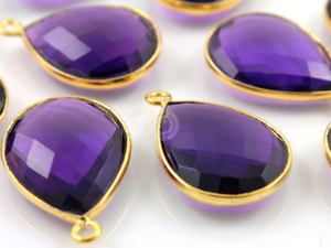 Natural Amethyst Faceted Pear Bezel, (BZC7425) - Beadspoint