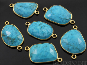 Turquoise Faceted Oval Connector, (BZC7113) - Beadspoint