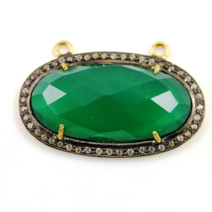 Green Onyx w/ White Sapphire, (GNX/WTZ/35x20) - Beadspoint