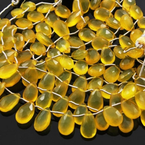 Yellow Chalcedony Faceted Pear Drops, (YCHLC/9x15PR), - Beadspoint