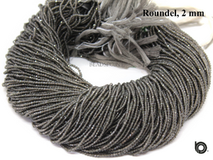 Smoky Topaz Micro Faceted Rondelles, (SMKY-2RNDL) - Beadspoint
