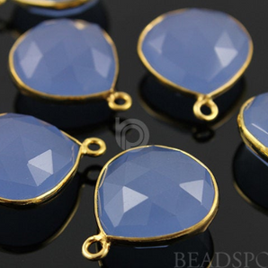 Light Indigo Faceted Chalcedony Heart Bezel, (BZC7040) - Beadspoint