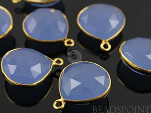 Light Indigo Faceted Chalcedony Heart Bezel, (BZC7040) - Beadspoint