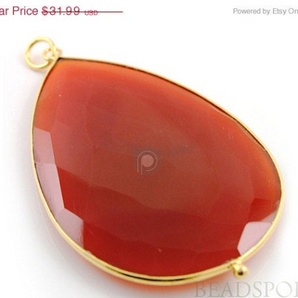 Carnelian Faceted Pear Shape Bezel, (BZC7327-B) - Beadspoint