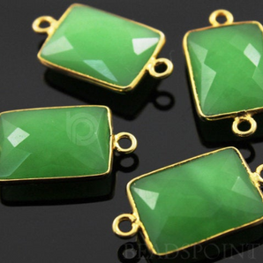 Chrysoprase Chalcedony Chicklet Shape Bezel, (BZC7460) - Beadspoint