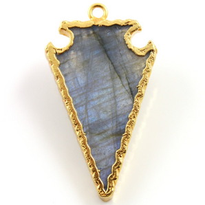 Triangle Labradorite Gold Electroplated Connector, (BZC9026/LAB/MD) - Beadspoint