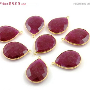 Dyed Ruby Faceted Pears Bezel, (BZC7563-A) - Beadspoint