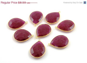 Dyed Ruby Faceted Pears Bezel, (BZC7563-A) - Beadspoint