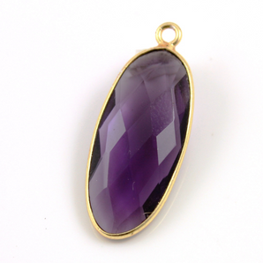 Natural Amethyst Faceted Oval  Bezel, (BZC9040/AM) - Beadspoint