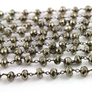 Pyrite Round Rosary Chain, (RS-PYR-60) - Beadspoint