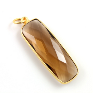 Smokey Topaz Faceted Long Bar Pendant, (BZC9051/STZ) - Beadspoint