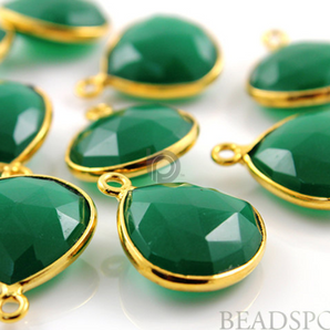 Green Onyx Faceted Heart Bezel, (BZC6077) - Beadspoint