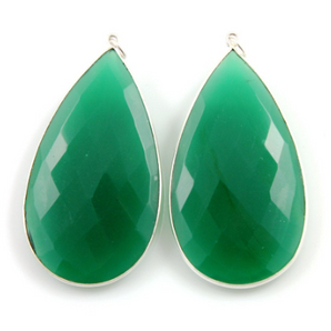 Dyed Emerald Faceted Pear Shape Bezel, (SSBZC7308) - Beadspoint