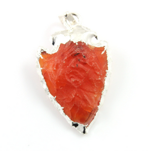 Carnelian Electroplated Arrowhead Pendant, SSBZC/9027/CAR - Beadspoint