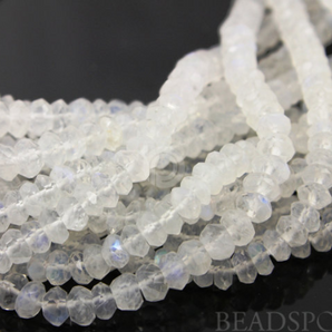 Rainbow Moonstone Micro Faceted Roundels, (MNS4FRNDL) - Beadspoint