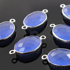 Blue Chalcedony Faceted Oval Bezel, (SSBZC2015) - Beadspoint