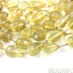 Lemon Topaz Faceted Straight / Long Drilled Drops, (LTZ7x12Tearld) - Beadspoint