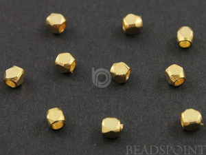 Sterling Silver Vermeil Faceted Nugget Tiny Beads,10 Pieces (VM/6301/3) - Beadspoint