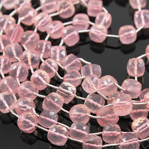 Rose Quartz Medium Micro Faceted Cubes (RQ9CUBE) - Beadspoint