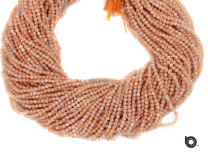 Peach Moonstone Micro Faceted Rondelle Beads, (PMNS-2.5-FRNDL) - Beadspoint