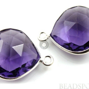 Purple Amethyst Faceted Heart Bezel, (SSBZC6070) - Beadspoint