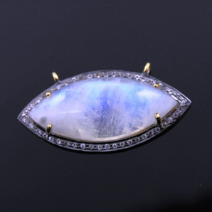 Rainbow Moonstone w/ White Sapphire, (RNBWTZ-A204) - Beadspoint