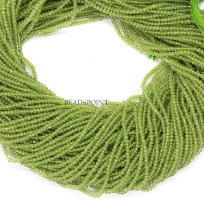 Peridot Micro Faceted Rondelle Beads, (PRDT-2.5FRNDL) - Beadspoint