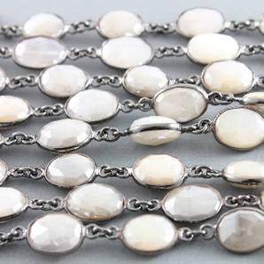 Mystic Moonstone Faceted Oval Chain,(BC-MNS-18) - Beadspoint