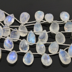 Rainbow Moonstone Faceted Pear Drop,  (RM/PR/6x9-8x11) - Beadspoint