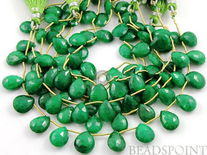 Dyed Natural Emerald Faceted Flat Pear Drops, (DEM9x12FPEAR) - Beadspoint