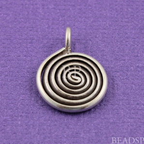 Thai Hill Tribe Flat Round Coiled Spiral Swirl Charm, (8111-TH) - Beadspoint