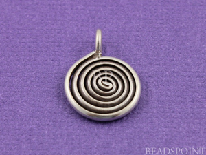 Thai Hill Tribe Flat Round Coiled Spiral Swirl Charm, (8111-TH) - Beadspoint