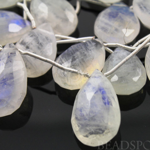 Rainbow Moonstone Large Faceted Pear Drops, (MNS10x15PEAR) - Beadspoint