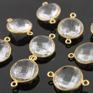 Rock Crystal Faceted Puff Coin Bezel, (BZC7126) - Beadspoint