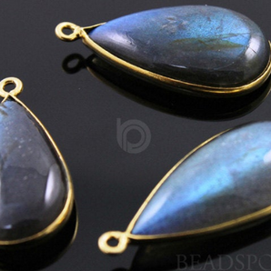 Labradorite Smooth Bezel Pear Drops, (LABPR001-H) - Beadspoint