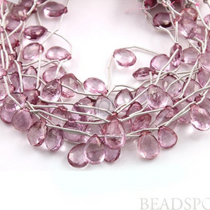 Pink Topaz Faceted Flat Pear Drops, (PTZ8x12PEAR(b) - Beadspoint