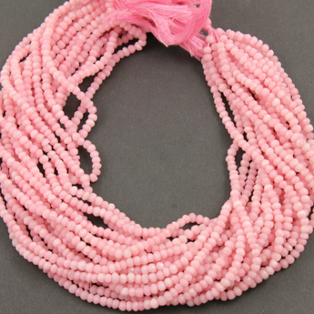Pink Opal Micro Faceted Rondelles Gemstones, (POPL/RNDL/3.5-4) - Beadspoint