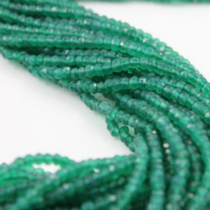 Green Onyx Micro Faceted Rondelles, (GRX4Frndl) - Beadspoint