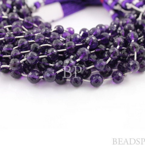 African Amethyst Faceted Round Beads, ( AM8-10FRND) - Beadspoint