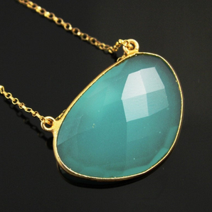 Aqua Chalcedony Faceted Fancy Bezel ,(BZC9055/AQUA) - Beadspoint