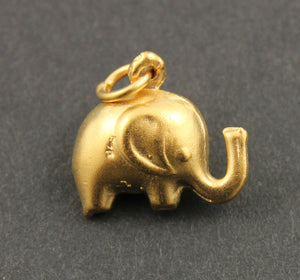 24K Gold Vermeil Over Sterling Silver Elephant Charm-- VM/CH7/CR78 - Beadspoint