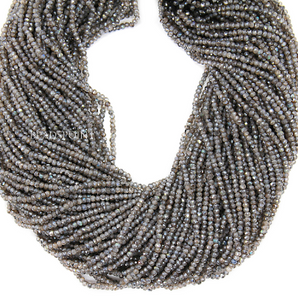 Labradorite Micro Faceted Rondelle Beads, (LAB-2-FRNDL) - Beadspoint