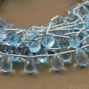 Blue Topaz Faceted Tear Drop Briolettes, (BTSmtear) - Beadspoint