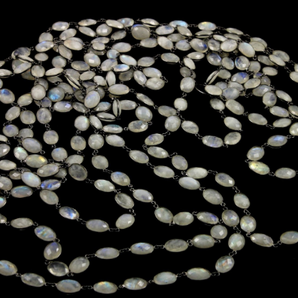 Rainbow Moonstone Oval Faceted Chain, (GMCOX-RNB-13) - Beadspoint