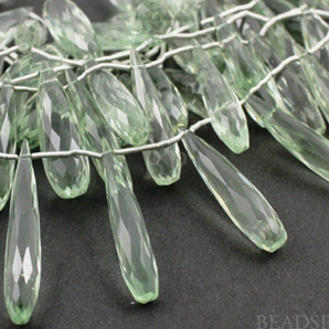 Green Amethyst Micro Faceted Long Pencil Tear Drops, (4GAMmedpencil) - Beadspoint